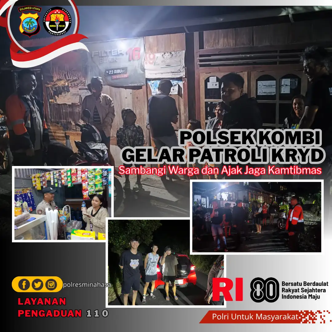 Polsek Kombi Gelar Patroli KRYD, Sambangi Warga dan Ajak Jaga Kamtibmas